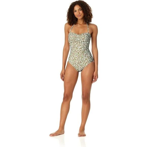 NEW Anne‎ Cole Women's Size 12 Front-shirred Bandeau One-piece Swimsuit NWT - Picture 1 of 7